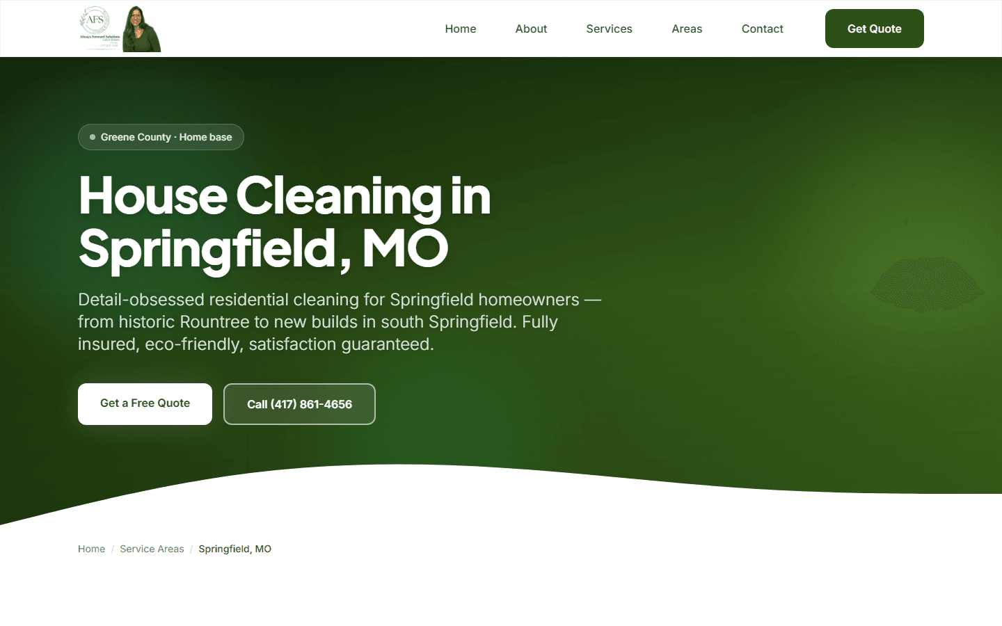 Always Forward Solutions Springfield MO local landing page — Greene County house cleaning