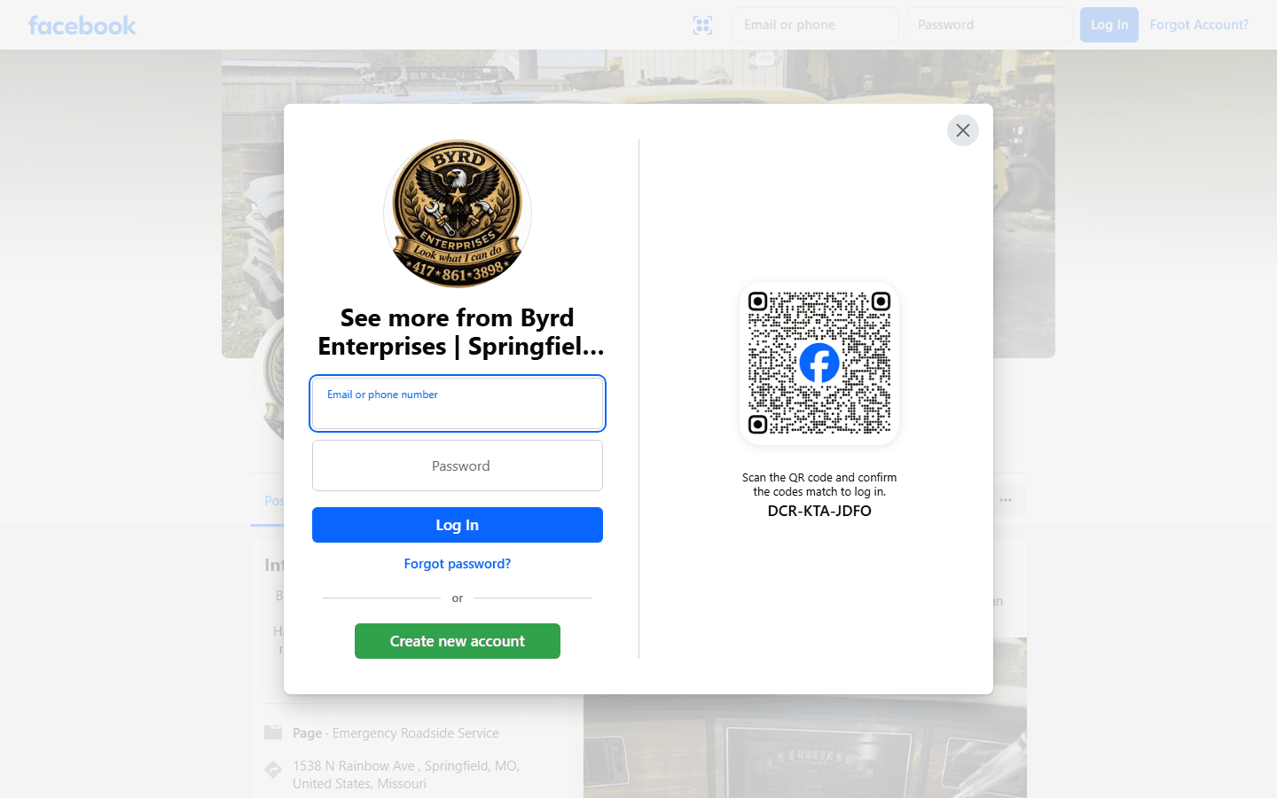 Byrd Enterprises Facebook page — community and reviews